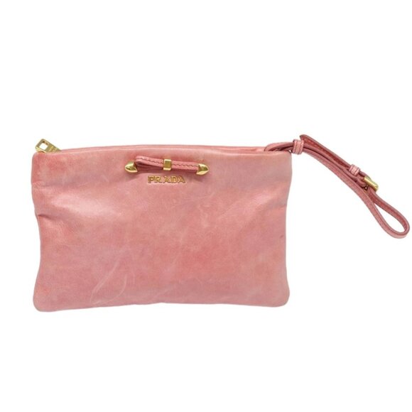 PRADA Pouch Leather Pink Auth am6580 - Picture 1 of 16